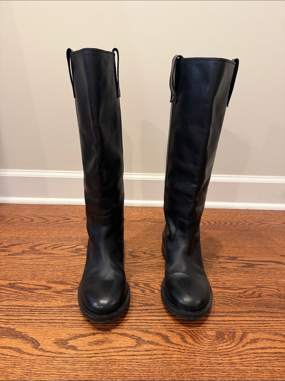 Zara Black Women's Tall Leather Boots Size 8